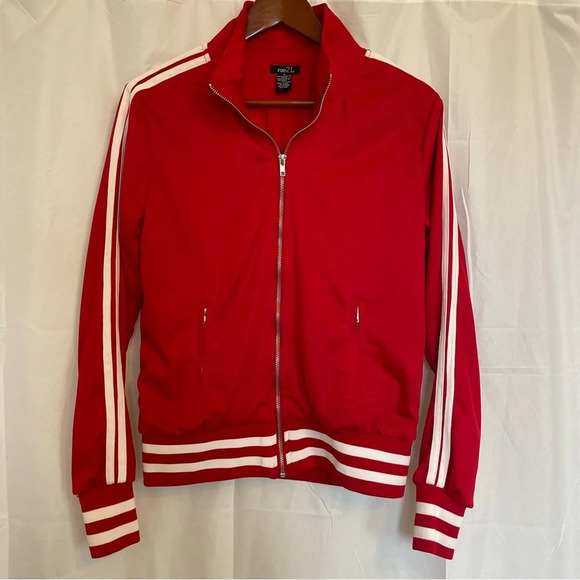Rue21 Jackets & Blazers - RUE 21 Women’s Red White Stripe 90’s Style Athletic Track Jacket Size Medium
